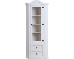 New Mexico hoekkast vitrine wit grenen