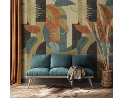 New Walls – 39372-1 – Vliesbehang – Turquoise / Beige / Oranje