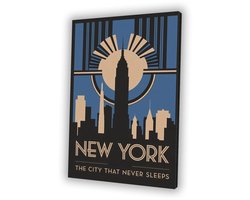 New York Art Deco skyline - Stad canvaskunst - Schilderij op canvas skyline - Art Deco - Binnenhuisdecoratie - Woonaccessoires - canvas 50x70 cm
