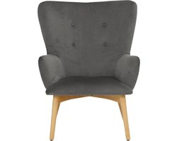 New York|Fauteuil met Kruk in Grijs Fluweel