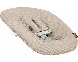 Newborn Hoes Tripp Trapp geschikt voor Stokke Tripp Trapp & Kidsmill Newborn Set - Perfecte Pasvorm - Beschermt je Stoel - Waterafstotende Voering - Makkelijk Wasbaar - Zacht Katoen - Met Gordelbeschermer - Beige Wafelstof