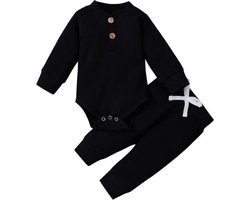 Newborn Kleding - Baby Kleding Meisje - Baby Kleding Jongens - Babykleertjes Set 2/delig 0-3 Maanden -Zwart