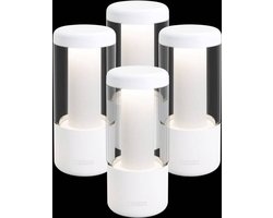 NEWDES Oplaadbare tafellampen set NIP van 4, wit - voor binnen en buiten - Sompex - acculampjes