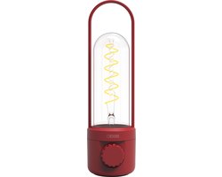 Newdes Tafelamp Coil| Accu| Binnen | Buiten | Dimbaar | Rood