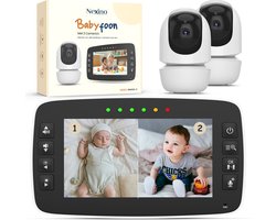 Nexino® Babyfoon met 2 Camera's – Baby Monitor - Hondencamera - Huisdiercamera - Op Afstand Bestuurbaar - Temperatuursensor - Terugspreekfunctie - Video & Audio
