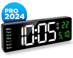 Nexino® Digitale Klok Groot met Afstandsbediening- LED Scherm - Digitale Cijferklok - Inclusief Wekker, Thermometer & Datum - Thuis, Slaapkamer & Kantoor