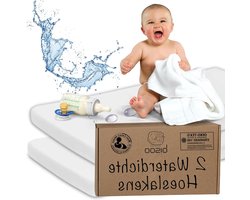 Next2Me en IORA Compatible Safety 1st Babybed 50x80 50x83 - Set van 2 Witte Waterdichte Hoeslakens - Wieg Hoeslaken - Waterdichte Matrasbeschermer - Certificado OEKO-TEX - Zacht Jersey Materiaal