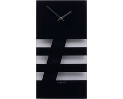 NeXtime Bold Stripes - Klok - Rechthoekig - Glas - 19x38 cm - Zwart
