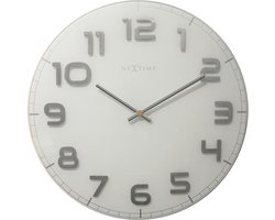 NeXtime Classy Large - Klok - Rond - Glas - Ø50 cm - Wit/zilver
