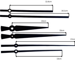 NeXtime DIY – Klokonderdelen – Set L – Metaal – Zwart – Stil Uurwerk + Wijzers