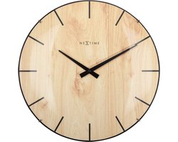 NeXtime Edge Wood Dome – Wandklok – 35 cm – Bol Glas – Lichtbruin