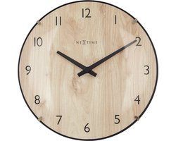 NeXtime Edge Wood Mini – Tafel/Wandklok – 20 cm – Koepelvormig Glas – Licht Houtkleur – Stil
