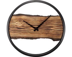 NeXtime Forest Large – Wandklok – 45 cm – Hout/Metaal – Bruin – Stil