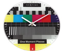 NeXtime Little Testpage - Tafel Klok - Stil Uurwerk - Testbeeld - Rond - Glas - Ø20 cm - Multicolor