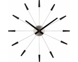 NeXtime Plug Inn – Stille Wandklok – 58 cm – Metaal – Zwart – Design