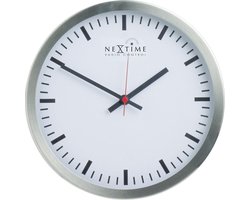 NeXtime Radio Control - Klok - Rond - RVS/Glas - Ø44 cm - Wit
