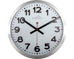 NeXtime Station Radio Controlled (DCF) – Wandklok – 35 cm – Aluminium – Wit