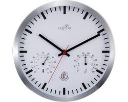 NeXtime Station – Stationsklok – 25 cm – Metaal – Wit – Zendergestuurd