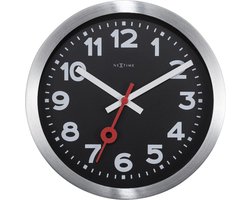 NeXtime Station – Wandklok/Tafelklok – 19 cm – Aluminium – Zwart