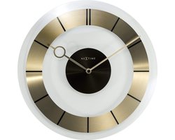 NeXtime - Stille Wandklok - 31 cm - Glas - Goud - 'Retro'