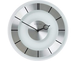 NeXtime - Stille Wandklok- 31 cm - Glas- Transparant- 'Retro'