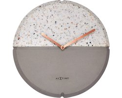 NeXtime- Stille Wandklok - 32cm -Concrete/Terrazzo -Grijs -'Conrazzo'