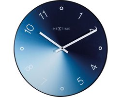 NeXtime - Stille Wandklok - 40cm - Glas / Metaal - Blauw - 'Gradient'