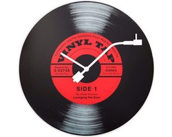NeXtime - Stille Wandklok- 43 cm- Glas - Zwart- 'Vinyl Tap'