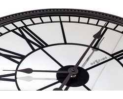 NeXtime -Stille Wandklok- 56cm - Spiegel- Zwart - 'Cleopatra mirror'
