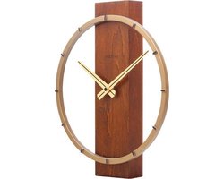 NeXtime - Tafel/ Wandklok - 34x27cm- Hout/Staal - Bruin - 'Carl Small'