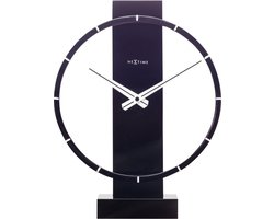 NeXtime - Tafel/Wandklok - 34x27cm - Hout/Staal - Zwart - 'Carl Small'