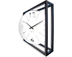 NeXtime Time Frame – Tafel/Wandklok – 40 × 40 × 9.5 cm – Metaal – Zwart/Wit – Stil