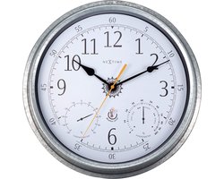 NeXtime Tulip – Wandklok – 40.5 cm – Metaal – Gegalvaniseerd Zilver – Weerbestendig