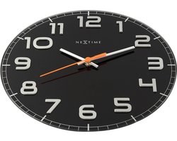 NeXtime - Wandklok - 30 x 3.5 cm - Glas - Zwart - 'Classy Round'
