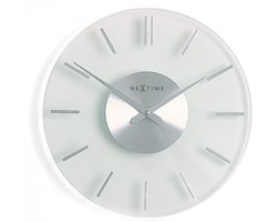 NeXtime - Wandklok- 31 cm- Glas/Aluminium- Transparant - 'Stripe'
