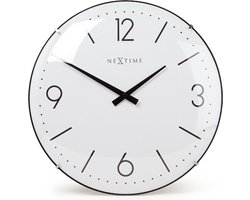 NeXtime - Wandklok - 35 cm - Bol Glas - Wit- 'Basic Dome'