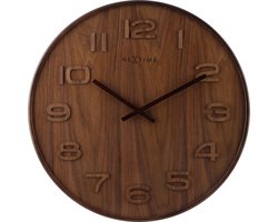 NeXtime - wandklok - 35 cm - Hout - Bruin - 'Wood Wood Medium'