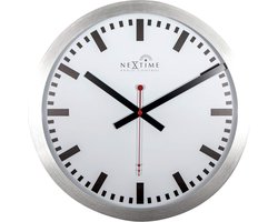 NeXtime - Wandklok - 35cm - Alu - Wit- Station Radio Controlled (DCF)
