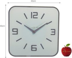 NeXtime - Wandklok -  43 cm - Glas/Spiegel - Wit - 'Shoko'