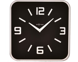 NeXtime - Wandklok -  43 cm - Glas/Spiegel - Zwart - 'Shoko'