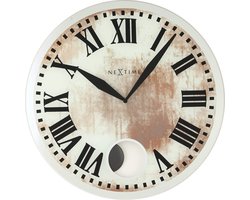 NeXtime - Wandklok - 43 x 4.2 cm - Glas - Wit - 'Romana'