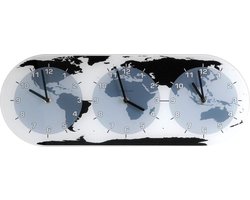 NeXtime - Wandklok - 50 x 18.6 x 3.6 cm- Glas - Wit - 'Mondial'