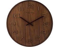 NeXtime - Wandklok - 53 x 3 cm - Hout - Bruin - 'Wood Wood Big'