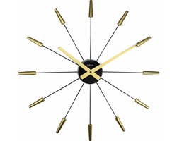 NeXtime - Wandklok - 58 cm - Rvs - Goud - 'Plug Inn'