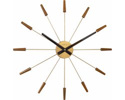 NeXtime - Wandklok - Stil - 58 cm - Design - Metaal - Walnoot hout - 'Plug Inn'