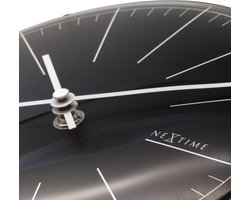 NeXtime - Wandklok/Tafelklok- 20cm- Glas -Zwart-'Big Stripe Mini Dome