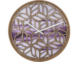 NeXtime Yogi – Wandklok – 40 cm – Hout – Paars – Stil