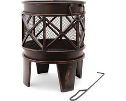 Nexvo® Vuurkorf Met Vonkenscherm - Vuurkorf - Vuurhaard – Zwart - 42cm x 42cm x 53cm; 7kg
