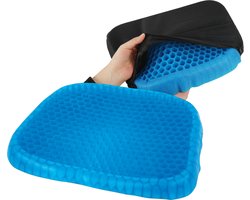 Nexxt Drukverlangende Gel Zitkussen – Gelkussen met Wasbare Hoes – Medische Kwaliteitsgel – Antislipbodem – Ondersteunt Rug - Ventilerend en Koel