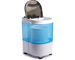 Nexxt Mini Wasmachine met Centrifuge en Bovenlader - Tot 3KG Wasgoed – Snelprogramma: 15 Minuten – Energiezuinig – Handig voor de Camping – Wit/ Blauw